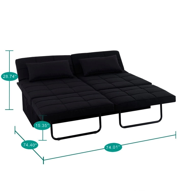 Sleeper Chair Bed, 4 In 1 Multi-Function Convertible Ottoman Bed, Breathable Linen Bed Chair, Convertible Sofa Bed