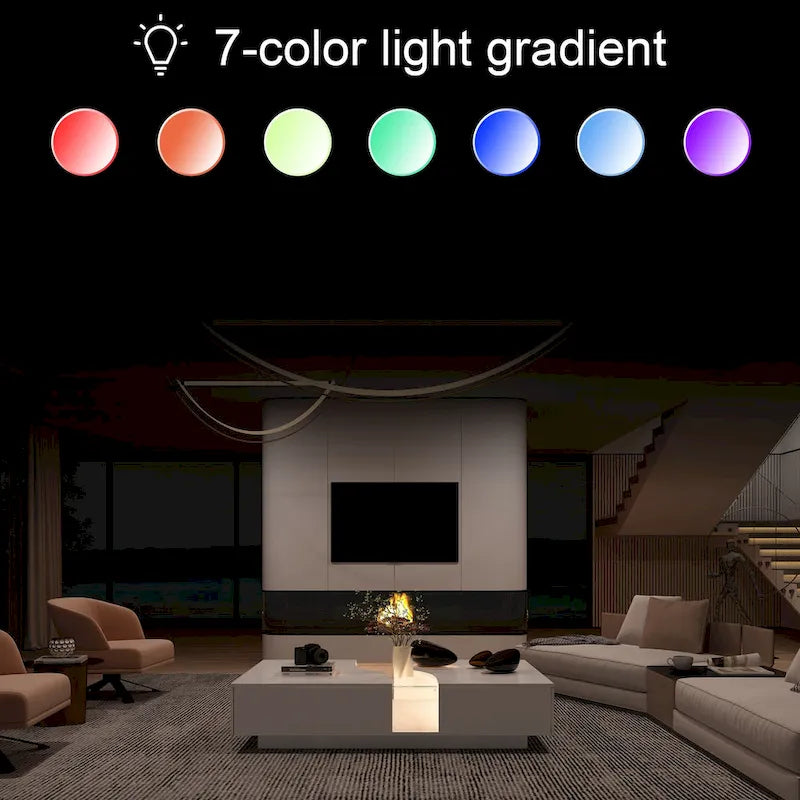 Storage Masterpiece Contemporary White Coffee Table Colorful LED Edge - 55.1W
