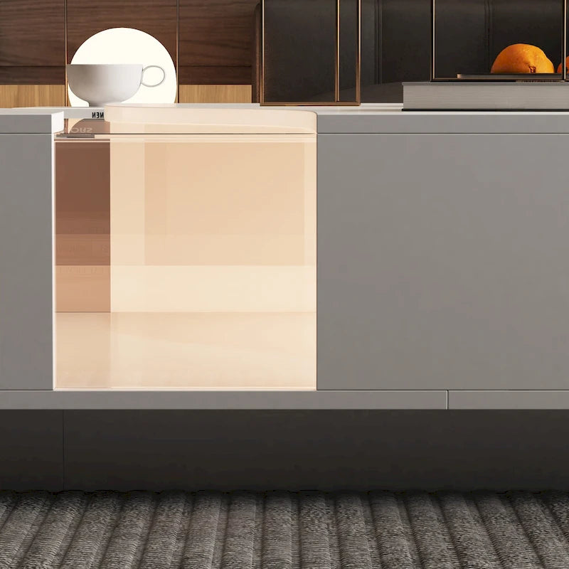 Storage Masterpiece Contemporary White Coffee Table Colorful LED Edge - 55.1W