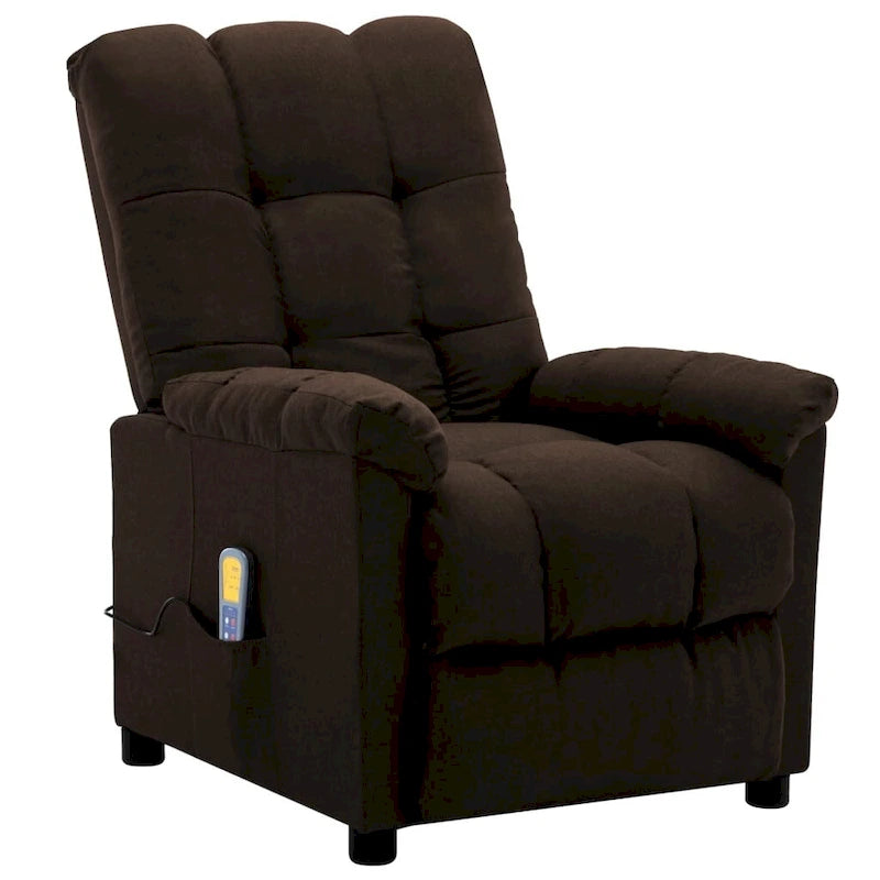 XL Massage Recliner Dark Brown Fabric - 29.1 x 39 x 40.2