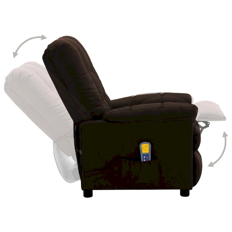XL Massage Recliner Dark Brown Fabric - 29.1 x 39 x 40.2