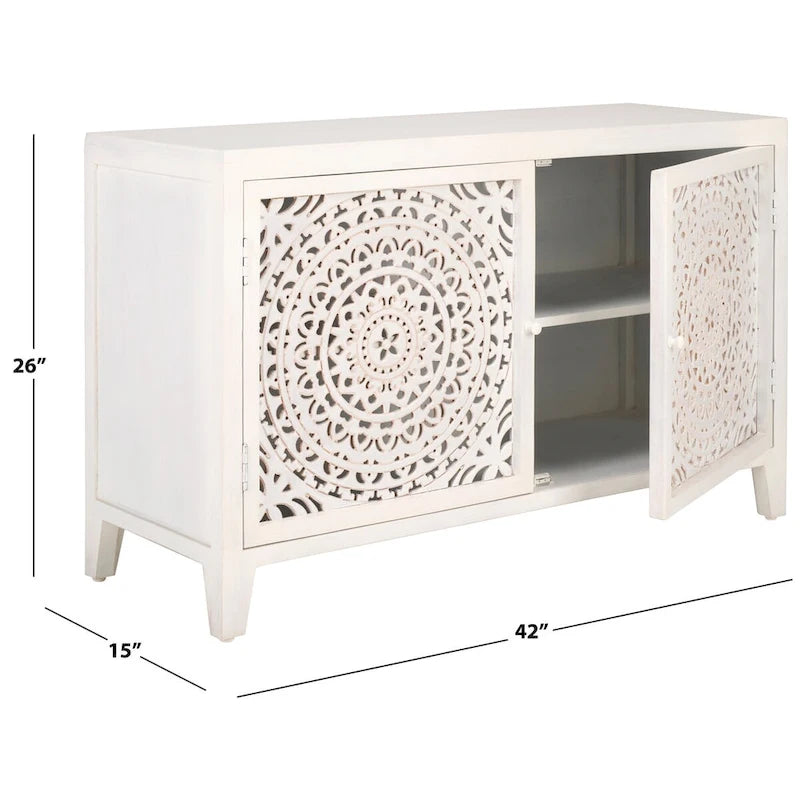 2-Shelf 2-Door Media Stand (Fully Assembled) - 42 In. W x 15 In. D x 26 In. H - 42Wx15Dx26H