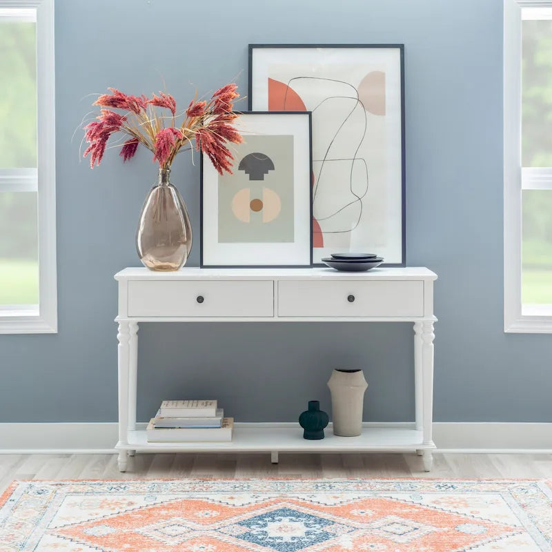 White Wood Console Table