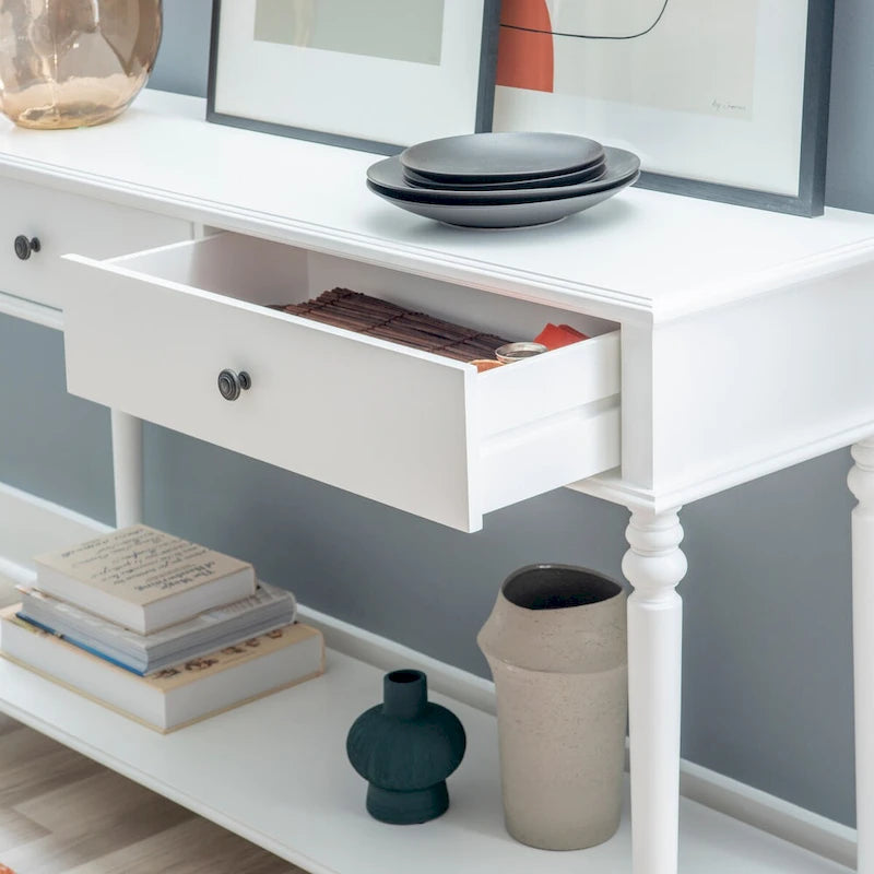 White Wood Console Table