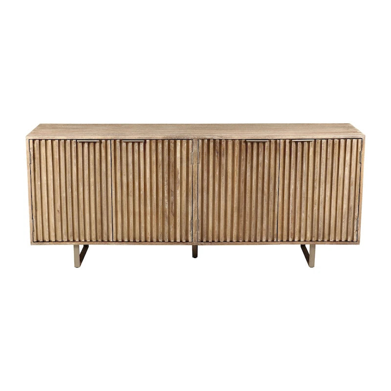 72-inch Mid-Century Modern Sideboard In Channeled Mango Wood