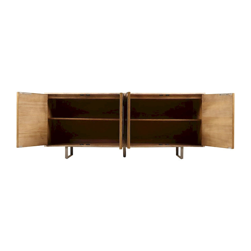 72-inch Mid-Century Modern Sideboard In Channeled Mango Wood