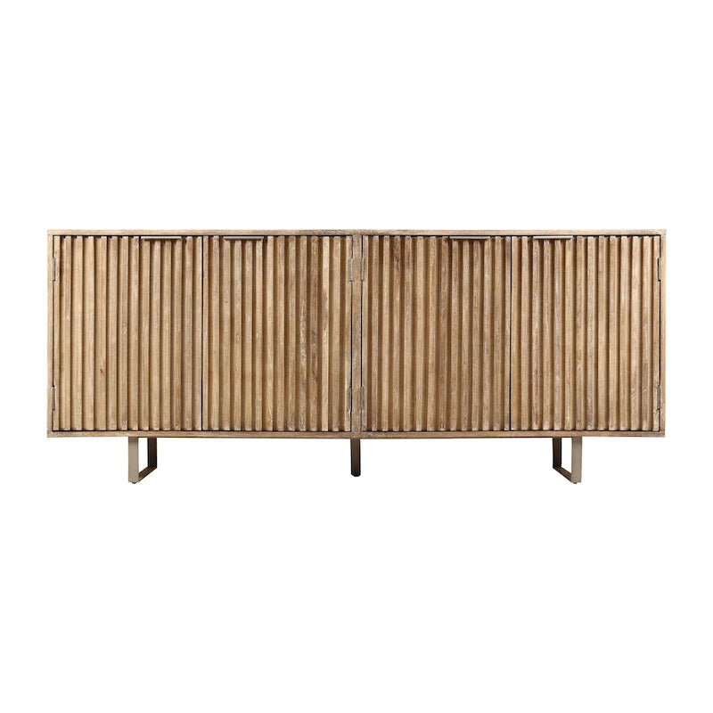 72-inch Mid-Century Modern Sideboard In Channeled Mango Wood