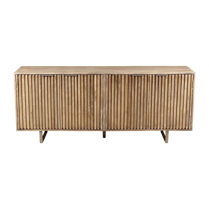 72-inch Mid-Century Modern Sideboard In Channeled Mango Wood