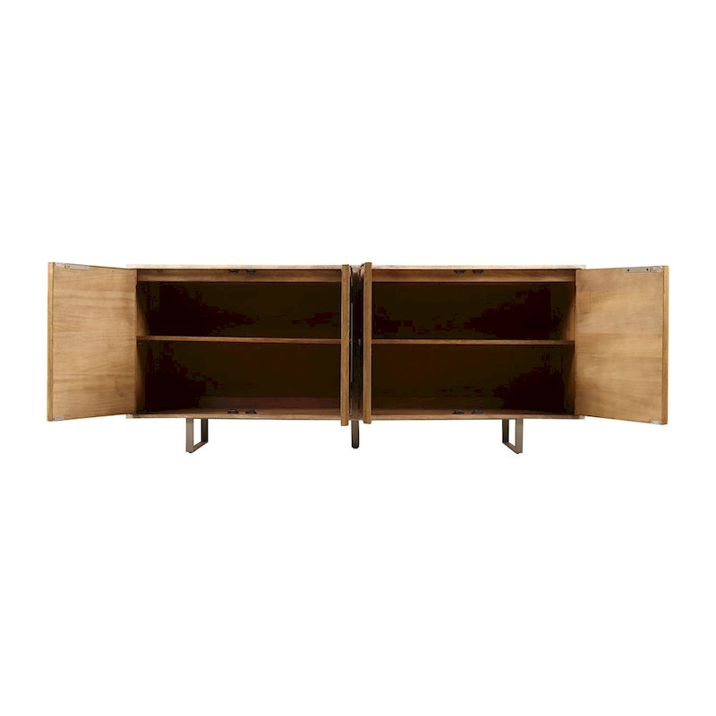 72-inch Mid-Century Modern Sideboard In Channeled Mango Wood