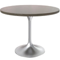 36 Round Dining Table with MDF Wood TableTop and Brushed Chrome Base for Kitchen & Dining Room