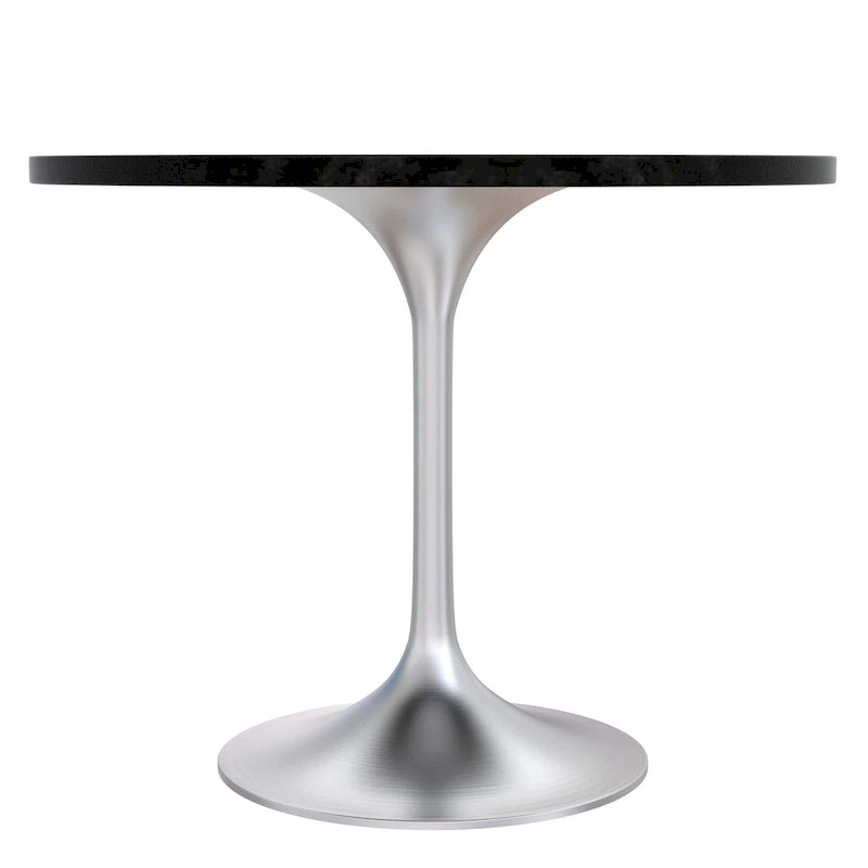36 Round Dining Table with MDF Wood TableTop and Brushed Chrome Base for Kitchen & Dining Room