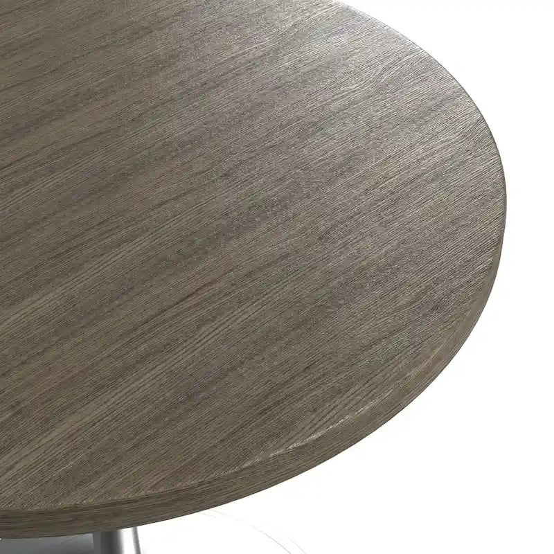 36 Round Dining Table with MDF Wood TableTop and Brushed Chrome Base for Kitchen & Dining Room