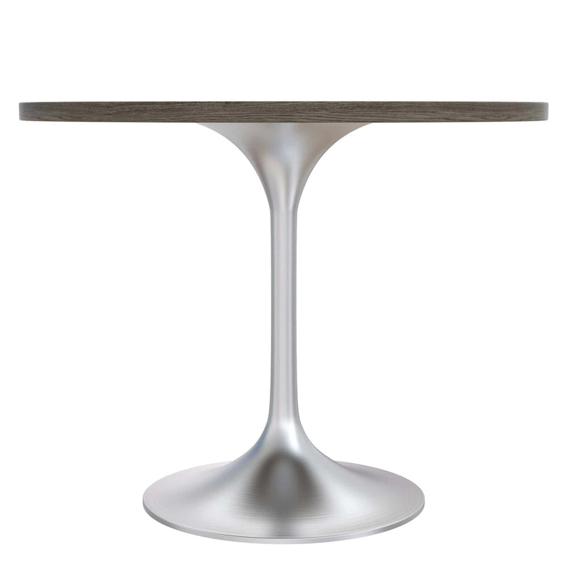 36 Round Dining Table with MDF Wood TableTop and Brushed Chrome Base for Kitchen & Dining Room