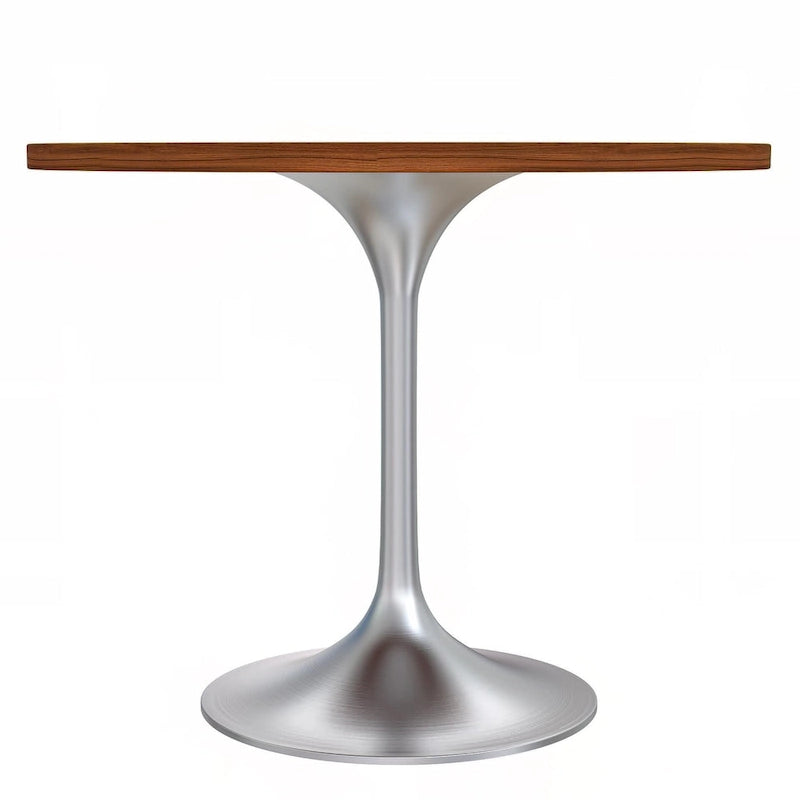 36 Round Dining Table with MDF Wood TableTop and Brushed Chrome Base for Kitchen & Dining Room