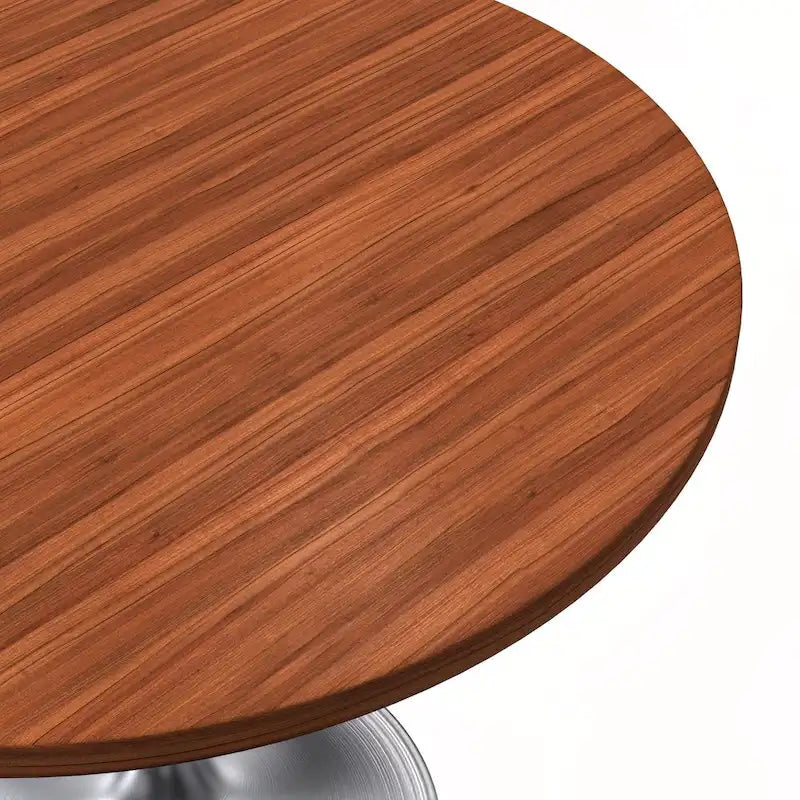 36 Round Dining Table with MDF Wood TableTop and Brushed Chrome Base for Kitchen & Dining Room