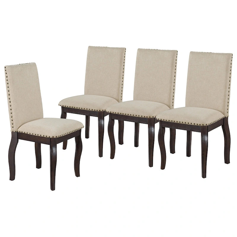 Dining Chairs Wood Upholstered Fabirc Dining Room Chairs with Nailhead,Set of 4