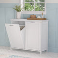RiverRidge Somerset Double Tilt-Out Laundry Hamper Cabinet with Removable Cloth Storage Bags - White