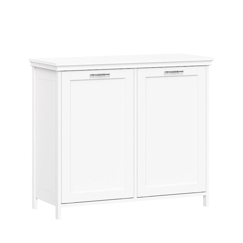Double Tilt-Out Laundry Hamper Cabinet with Removable Cloth Storage Bags - White