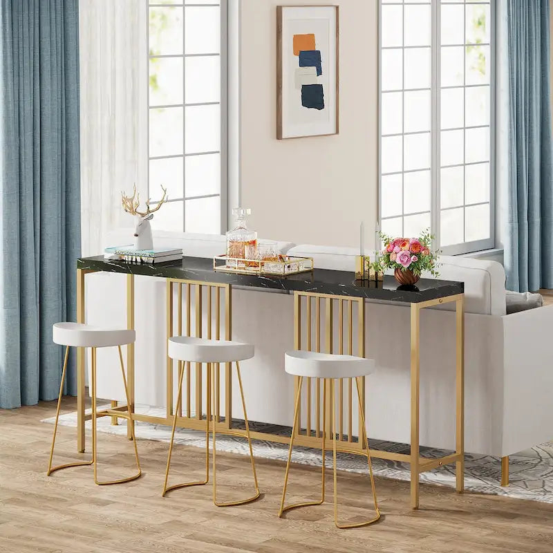70.9 Inch Sofa Console Table with Open Storage Shelf, Industrial Narrow Extra Long Sofa Tables Entry Table Behind Couch Table